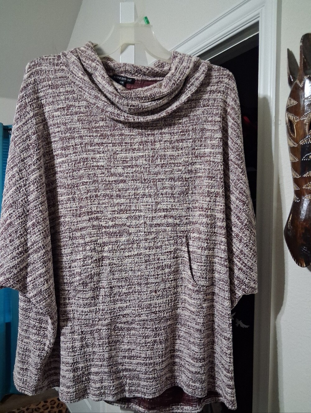 Cowl Neck Marled Knit Women's Sweater - Taupe/Off-White